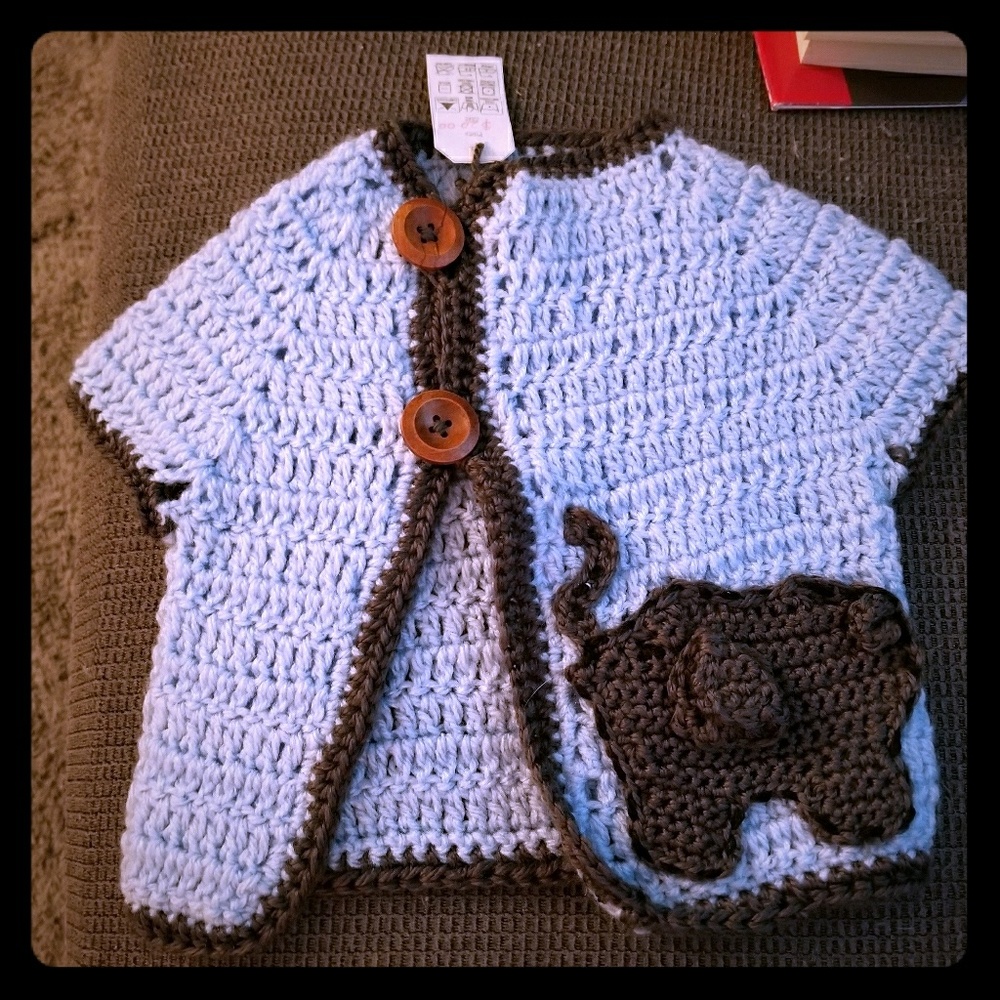 Handmade Crochet Baby Sweater With Elephant